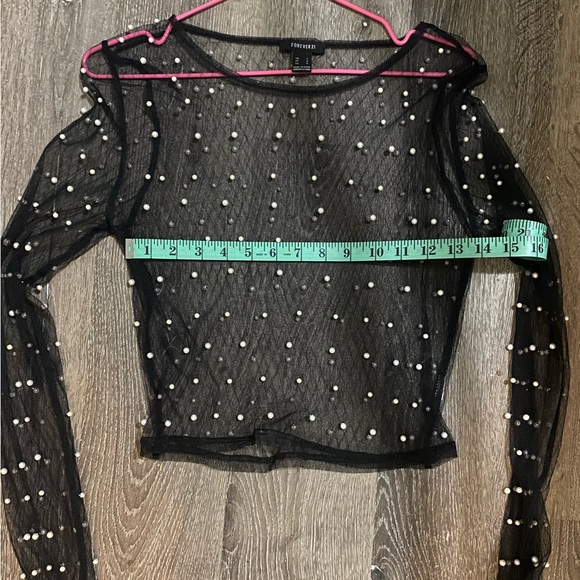 Forever 21 Pearl Mesh Top - L - Picture 4 of 6